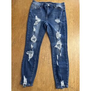 Rue 21 Skinny Ankle Jeans Womens Size 14 High Rise Jegging Distressed